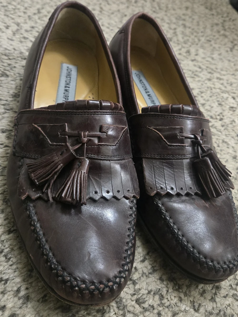 Johnston & Murphy Dark Brown Leather Tassel Kiltie Loafers